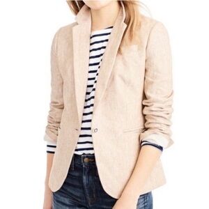 NWT J. Crew Campbell Blazer 100% Linen Tan Neutral Blazer Size 14